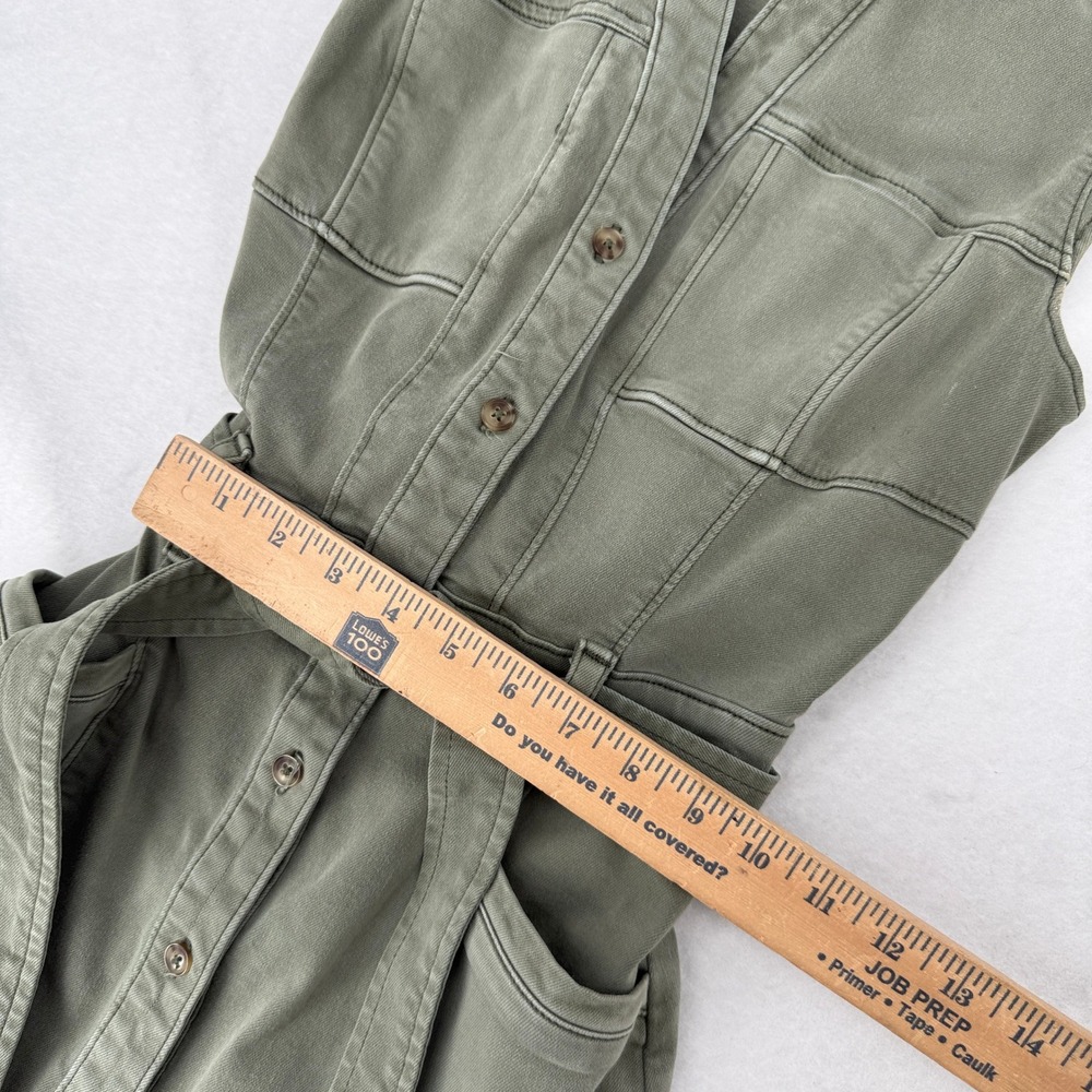 Paige Womens Olive Green Button Front Utility Mini Dress Ruffle Sleeve Size 2 - Picture 12 of 14